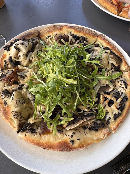 Fungi blanco vegan pizza  at The Edge Restaurant in Montville