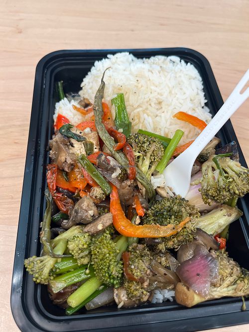 Emperor’s tofu. The veggies were overcooked but the flavor was good. $20 was a bit steep but I couldn’t find any other plant-based options.   at MDW - Big Bowl in Chicago