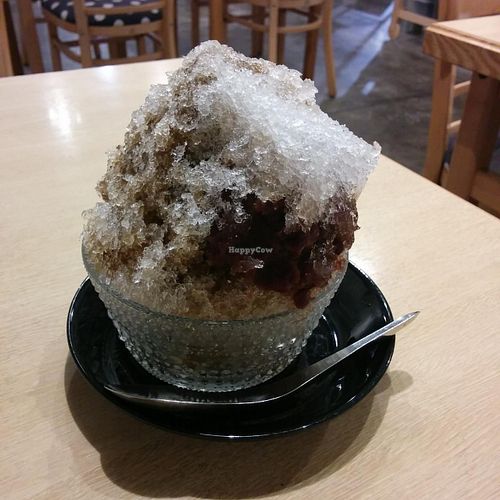 This is a shaved ice dessert with green tea and red bean. SO good! This was not on the main menu. We asked about it after seeing someone else in the restaurant have one of these.  at Komaki Shokudo in Tokyo