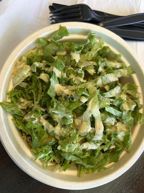 Quinoa power bowl before mixing   at Crepes Bistro in Santa Clara