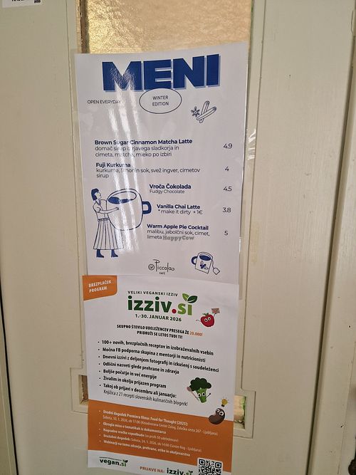 On door at Piccola Cafe in Ljubljana