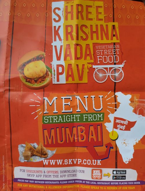 Photo of SKVP menu front cover at Shree Krishna Vada Pav in Leicester