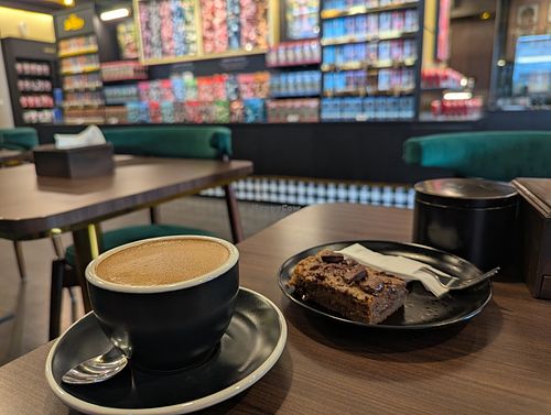 Mocha and a chocolate cream brownie at Junglegold Bali - Sanur in Sanur