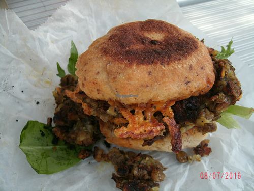 DOUBLE hamburger ...  think happy meal size at Shimmy Shack in Plymouth