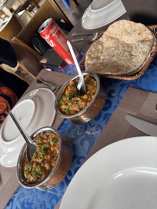 Aloo chana masala with chapatis   at Indian master food restaurant Ha Long Bai chay in Ha Long