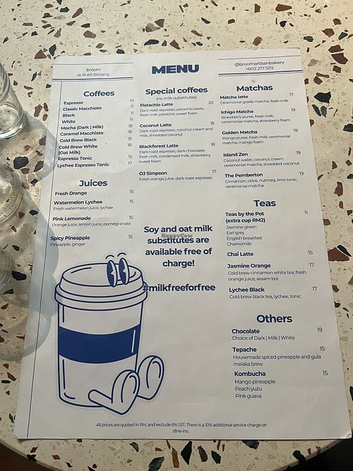 Menu  at Bröom at Bukit Bintang in Kuala Lumpur
