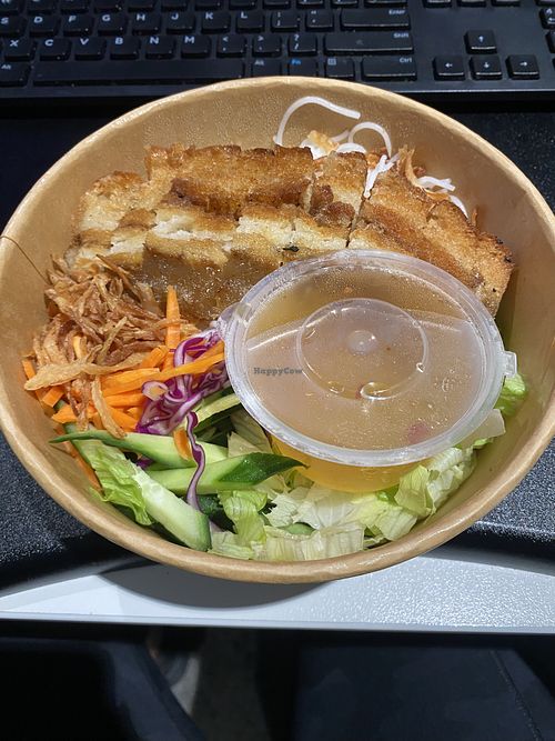 Item 29 on the menu. Vegan noodle bowl. $17 So yummy. Kind of like a mock pork belly   at West End Vietnamese Foods in South Brisbane