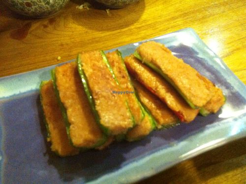 Bomb-ass hot peppers stuffed with mock pork. they're the pic that look like spring rolls right next to the chicken nuggets. at Zizhulin in Guangzhou