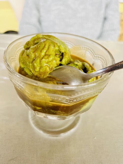 Vegan Macha Affogato. Just ask for it vegan. It’s to die for!  at Hinata Cafe in Fremantle