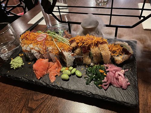  Vegan maki, fried avocado rolls and a inari tofu nigiri  at Kazoku in Lulea