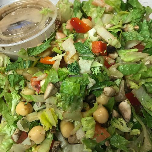 Veggie chop chop salad no cheese at Pizzeria Paradiso in Northampton