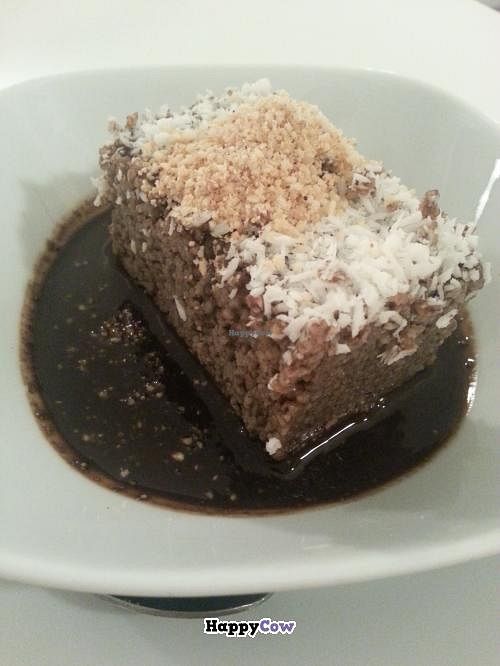 Carob cake at Zaatar Vegetariano in Barcelona