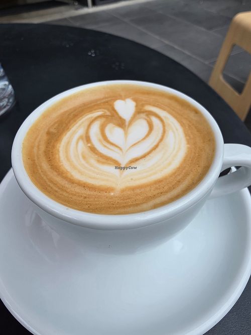 Coffee with almond milk at Baguette Studios in North Melbourne