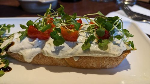 Whipped vegan feta bruschetta at New Dungeon Ghyll - Langdale in Ambleside