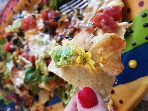 flowers in the nachos!   at DellzVille in Charleston