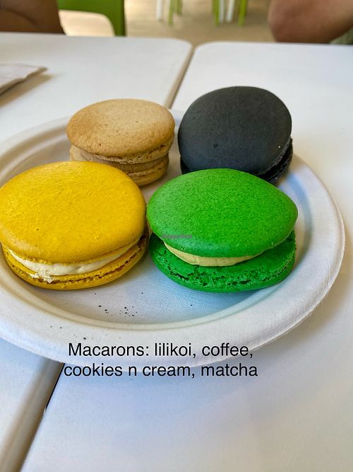 Yummy vegan macarons   at La Tour Cafe - Queen St in Honolulu