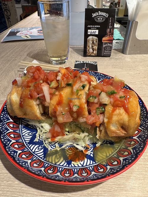 The Jack & Soda behind with the chimichanga in frontt of  at 17MAP Minami - 17MAPミナミ in Osaka
