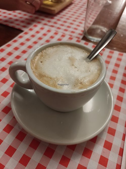 Café con leche vegetal. at Gaztelu Herriko Ostatua in Navarra