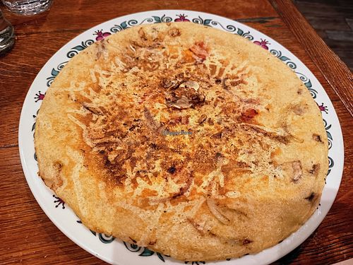Vegan cheese, mushroom, onion, and tomato pancake at Efteling - Polles Keuken in Kaatsheuvel