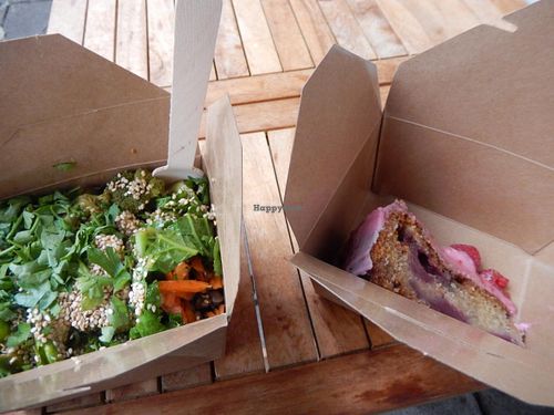 miso-veg 'bowl' and cake at The Spotless Leopard - Food Van in Bristol