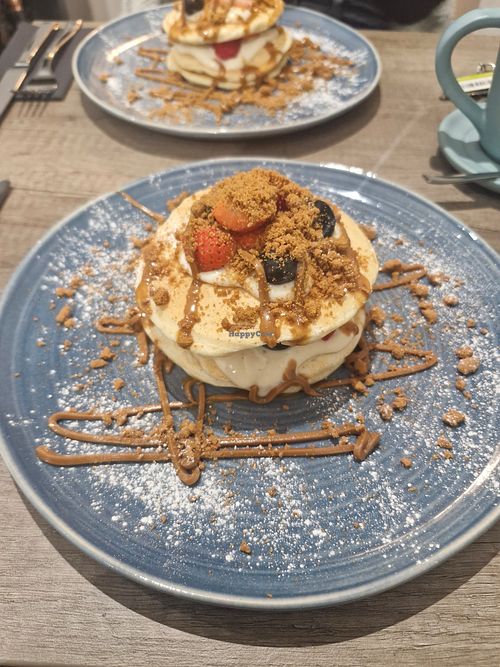 Vegan pancakes at Neki Cafe in Knutsford