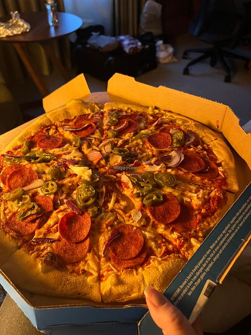 American hot vegan pizza at Domino's Pizza   in Sunderland