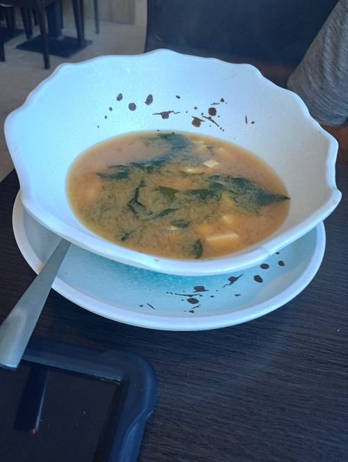 Miso soup with tofu and seaweed at YI SUSHI in Bastia Umbra