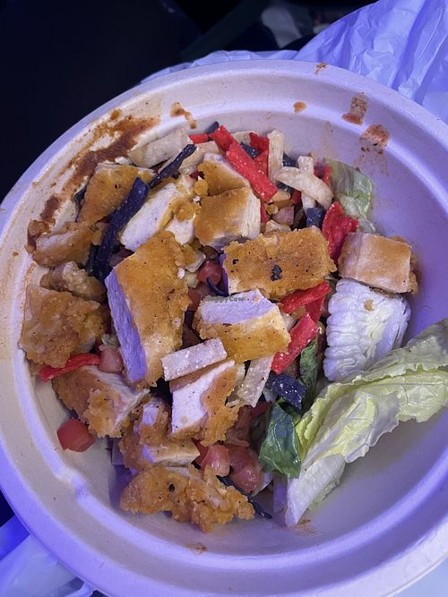 Taco bowl with plant based “chicken”  at MCO - Nature's Table - TB in Orlando