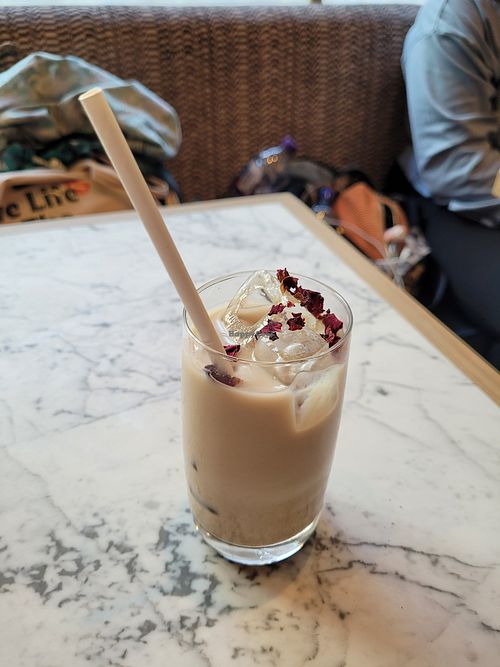 Iced chai with rose at Mildreds - Victoria in South West London