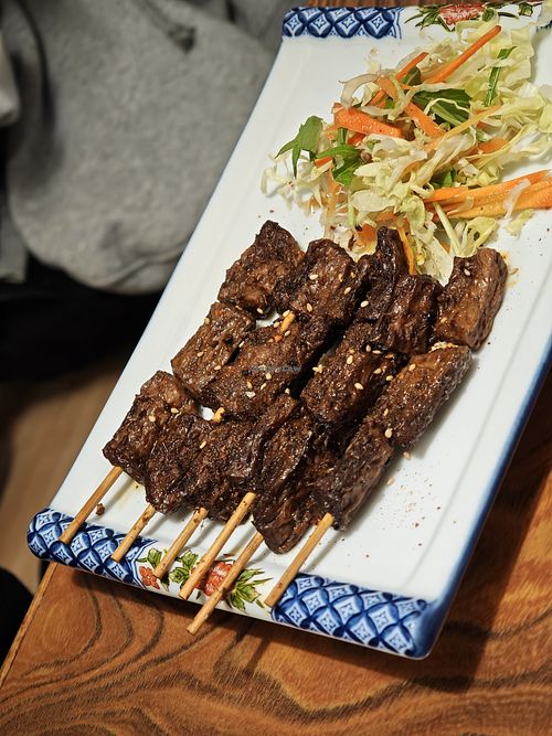 Vegan lamb skewers - too spicy!!! at Keiai - 桂愛 in Hiroshima
