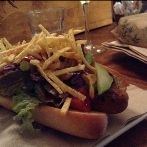 vegan hot dog  at Quinoa in Barcelona