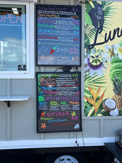 Extensive menu  at Luna's Vegan Eats in Kailua Kona