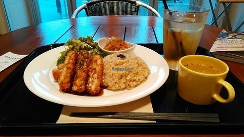 vegan cutlet set at Sasaya Cafe in Tokyo
