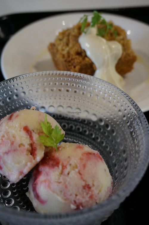 Strawberry Ice-cream and Strawberry Crumble.  at Sasaya Cafe in Tokyo