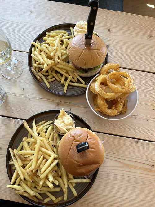 Vegan burgers  at Isle of Harris Brewery in Isle Of Harris
