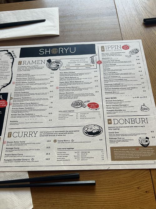 Menú  at Shoryu Ramen - Shoreditch in London