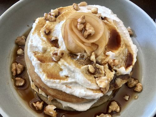 Apple cashew cream pancakes   at GAL Cafe in Lisbon