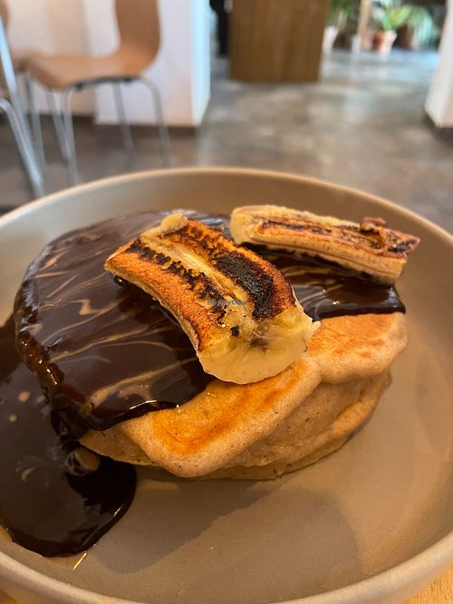 Pancakes with banana and chocolate at GAL Cafe in Lisbon