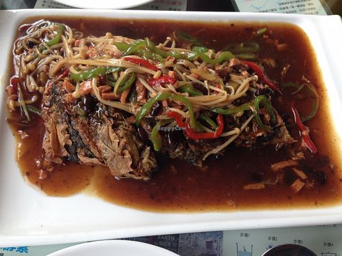 amazing whole vegan fish at Vegetarians Story Restaurant in Suzhou
