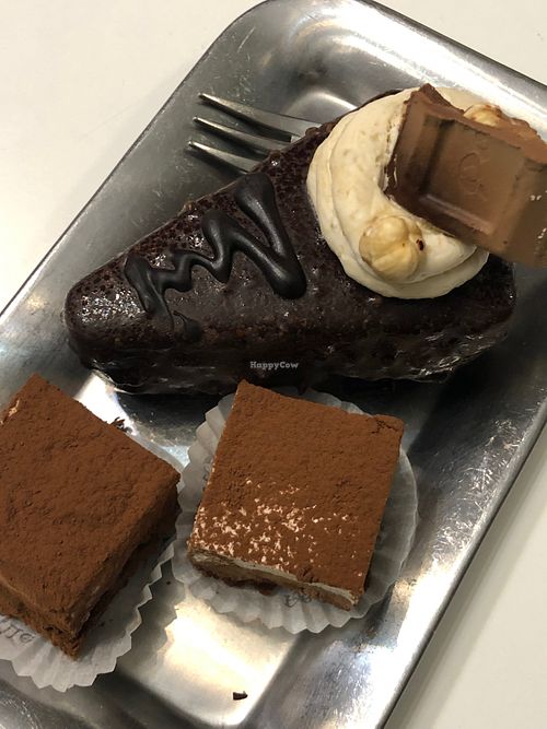 Chocolate truffles and chocolate cream cake  at Ratatouille in Turin