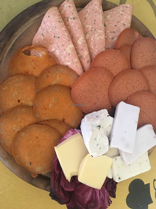 Vegan cold cuts and cheese platter at Ratatouille in Turin