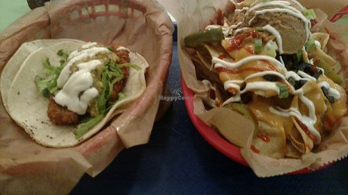 Tofu taco and nachos at Taco Party in Somerville