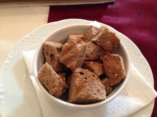 BioFresh homemade croutons for soup at BIOfresh in Bucharest