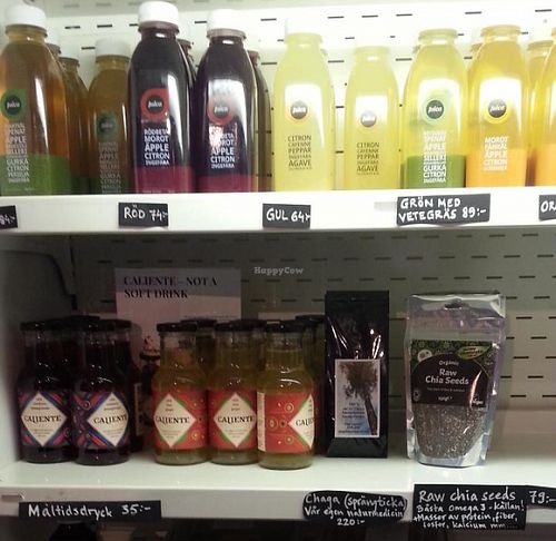 drinks and pre-made food options at Matapoteket in Stockholm