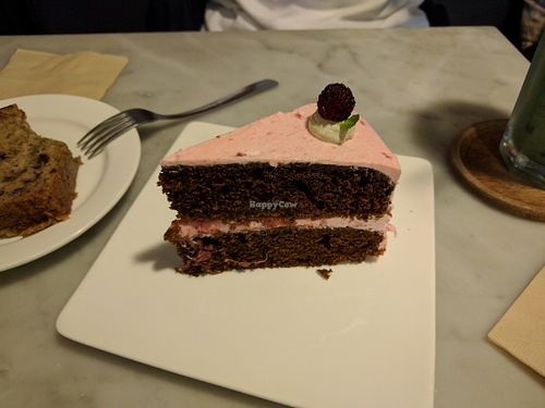 Matcha raspberry cake 맛차 라즈베리 케이크 at Plant Bakery 플랜트 in Seoul