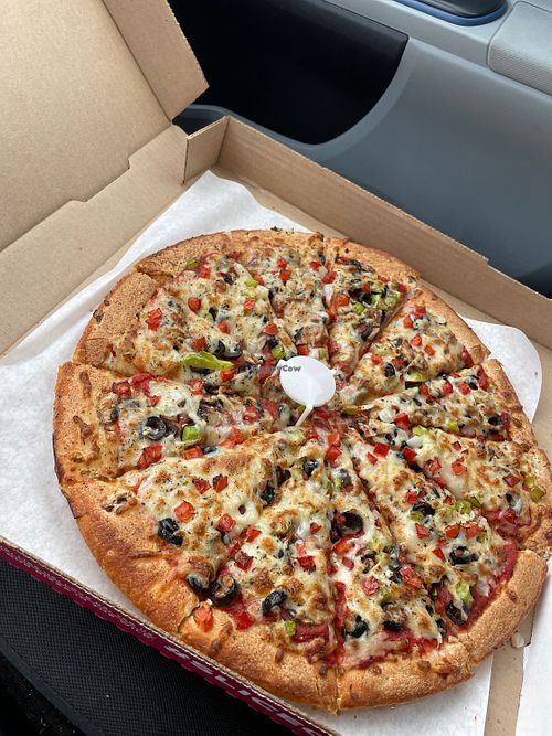 Veggie pizza with vegan cheesee  at Westside Pizza  in Coeur D Alene