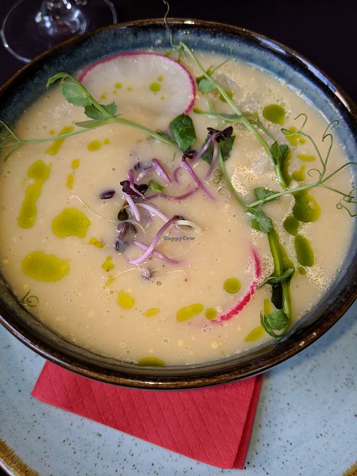 creamy cauliflower soup at Soul Kitchen in Sofia