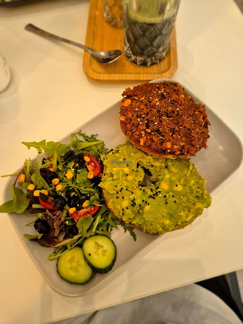 Vegan Bagel with Muhammara Mezze & Avocado at Soul of Coffee in Berlin
