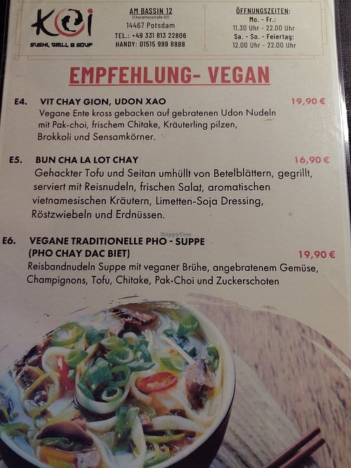 Karte (Stand 07.04.26) alles 2-4 euro teurer, aber vermutlich gleiche Gerichte, wie hier vor 2 jahren gepostet at KOI Sushi in Potsdam