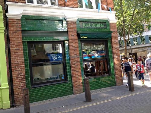 Outside  at Just Falafel in London